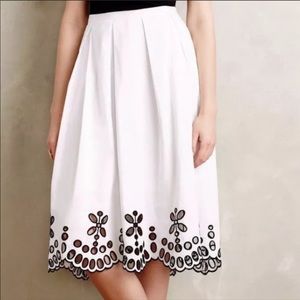 Moulinette Soeurs x Anthropologie White Hi Lo Eyelet Skirt Size 2